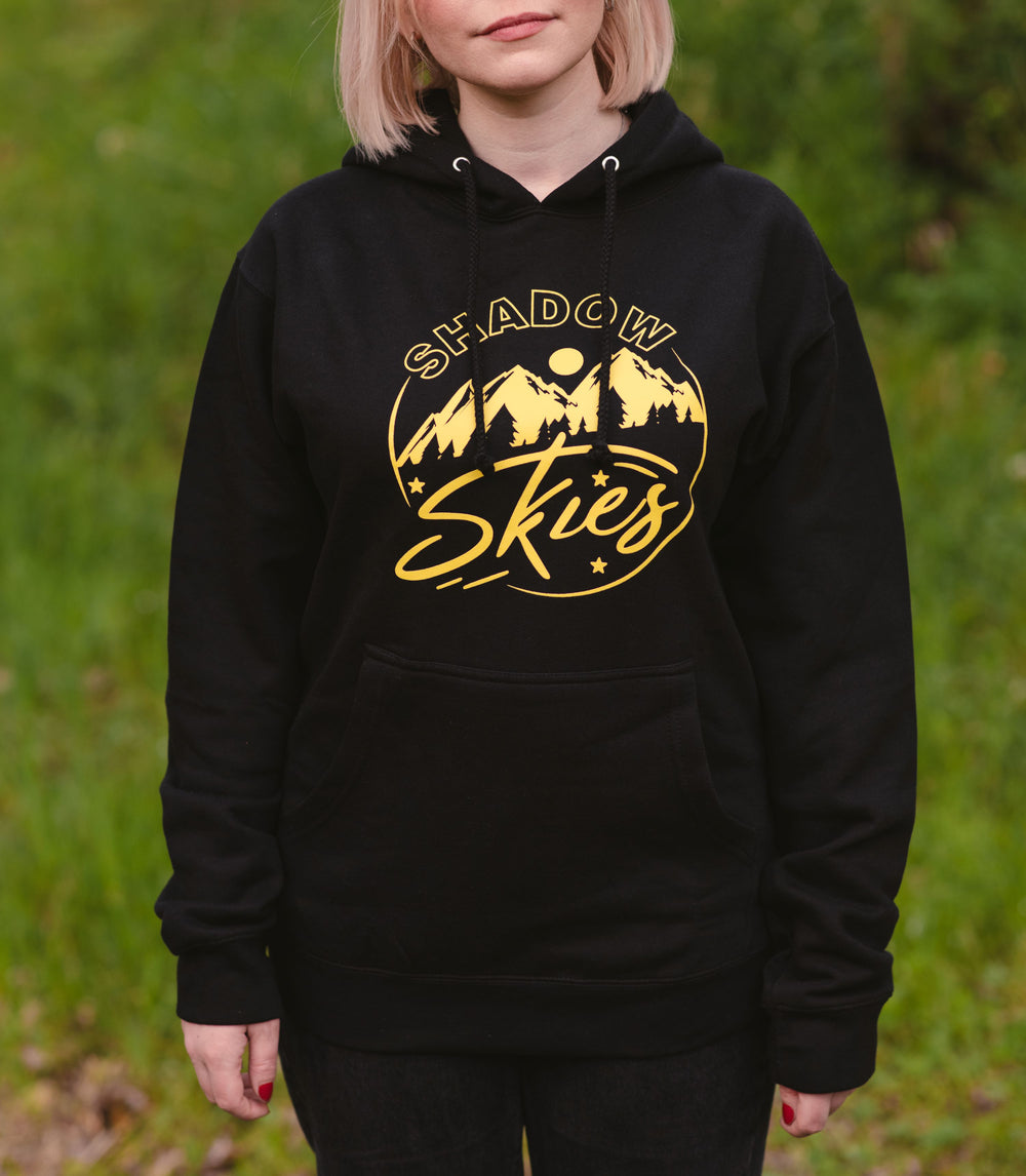 Unisex Black Shadow Skies Plain Logo Hooded Pullover Sweatshirt