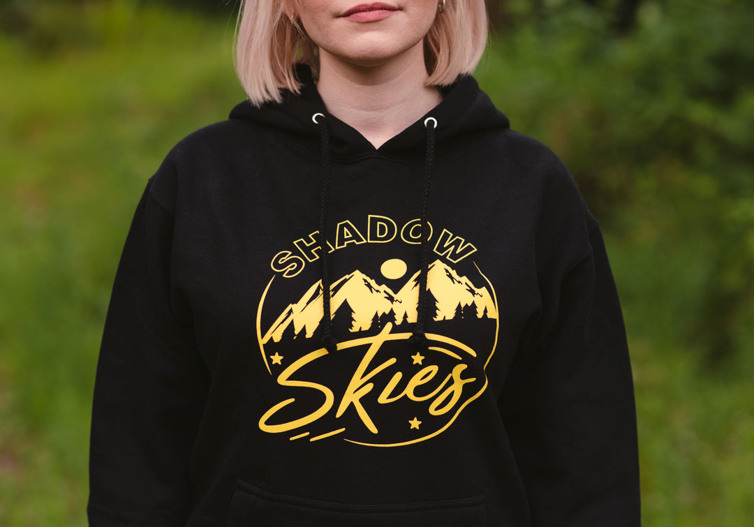 Unisex Black Shadow Skies Plain Logo Hooded Pullover Sweatshirt